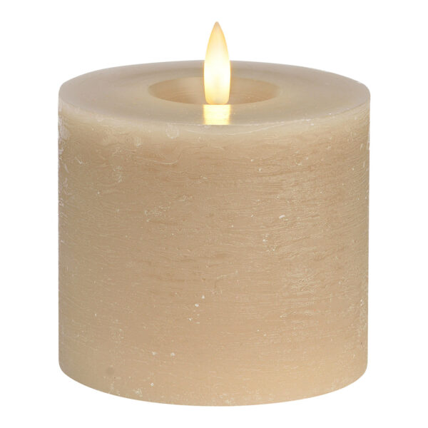 Vela LED beige, luz parpadeante, exclusiva 3xAA de cera (An./Al./Pr.) 10x9x10cm