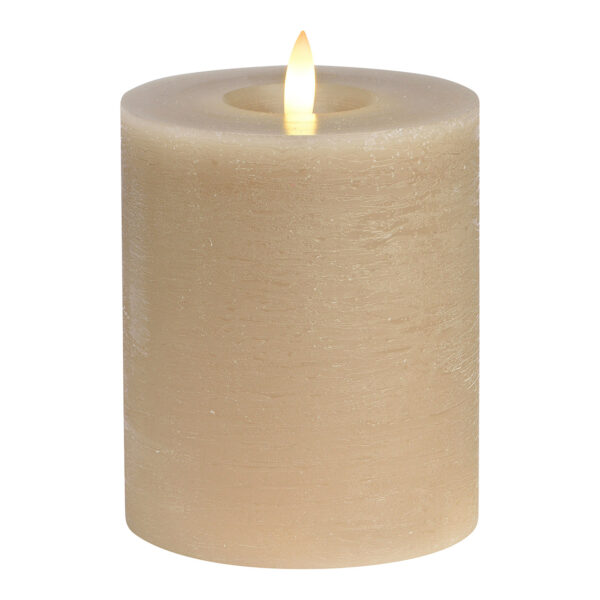 Vela LED beige, luz parpadeante, exclusiva 3xAA de cera (An./Al./Pr.) 10x12x10cm