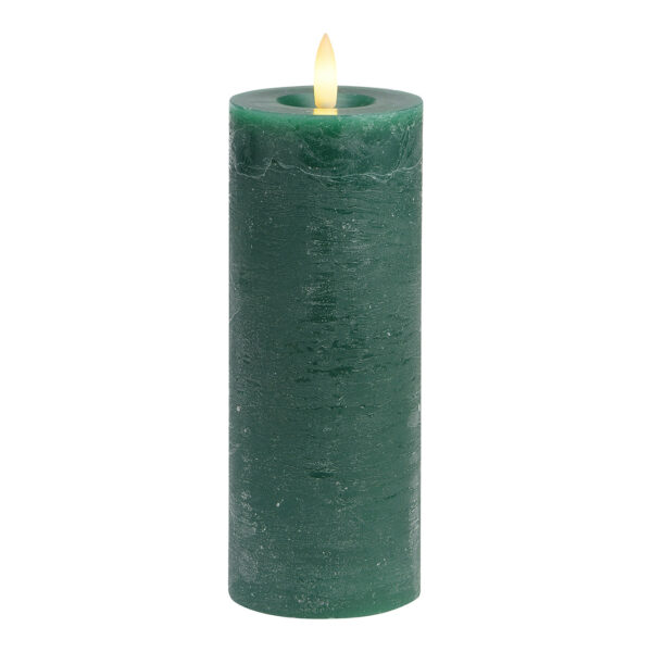 Vela LED verde, luz parpadeante, exclusiva 2xAAA de cera (An./Al./Pr.) 7x18x7cm