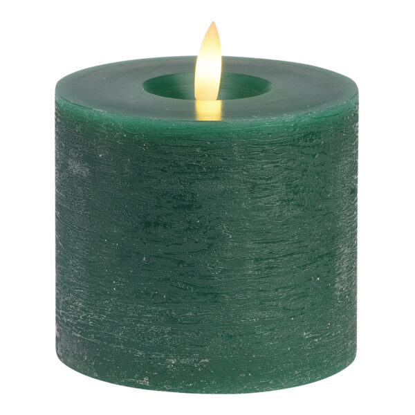 Vela LED verde, luz parpadeante, exclusiva 3xAA de cera (An./Al./Pr.) 10x9x10cm