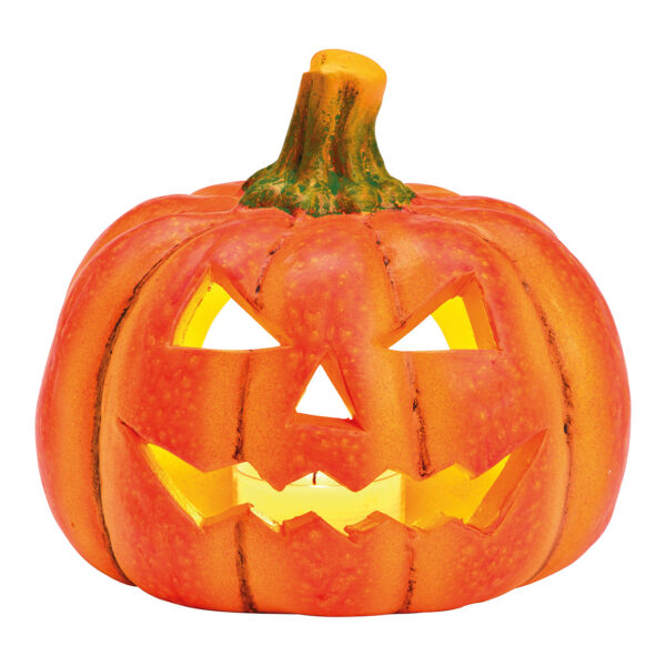 Farol de calabaza de arcilla de color naranja (An./Al./Pr.) 13x12x13cm