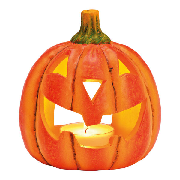 Lámpara de viento con forma de calabaza de arcilla de color naranja (An./Al./Pr.) 14 x 16 x 14 cm