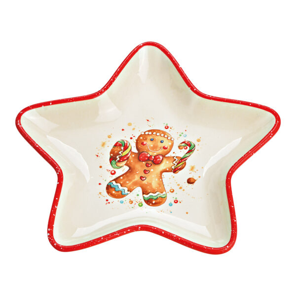 Figura de estrella de jengibre en forma de plato de cerámica roja (ancho/alto/fondo) 26x3x26cm