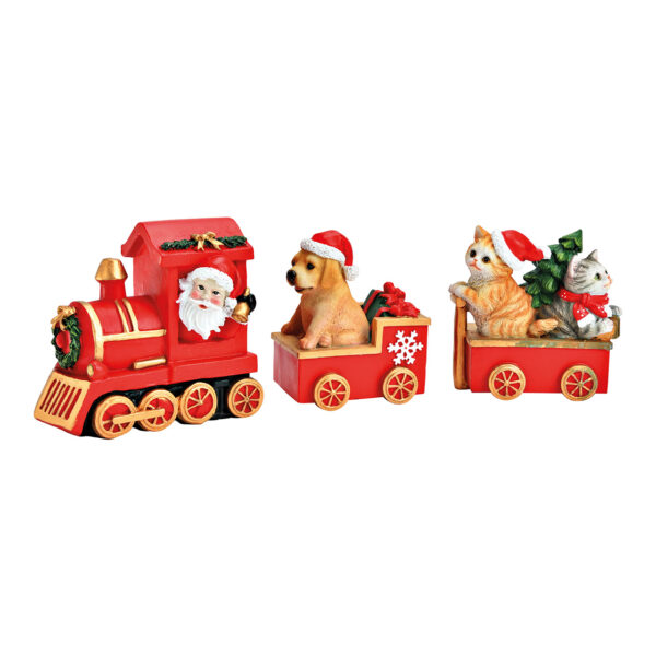 Juego de 3 trenes navideños, fabricado en poliéster (An./Al./Pr.) 34 x 14 x 10 cm