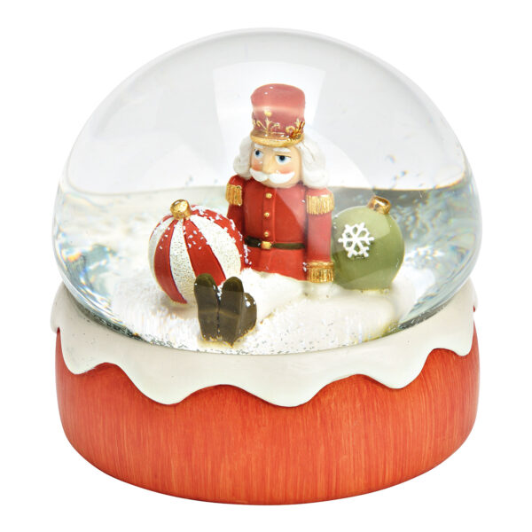 Bola de nieve Cascanueces de poli/vidrio color rojo (An./Al./Pr.) 11x10x11cm