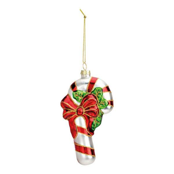 Bastón de caramelo colgante navideño hecho de vidrio de colores (An./Al./Pr.) 7x13x3cm