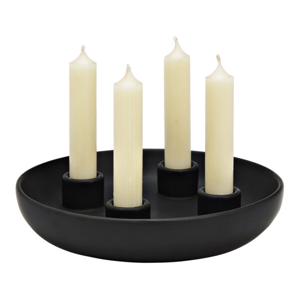Arreglo de Adviento, portavelas de porcelana negra (An./Al./Pr.) 21x5x21cm