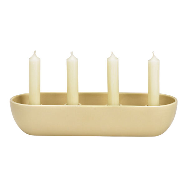 Arreglo de Adviento, portavelas de porcelana beige (An./Al./Pr.) 31x7x12cm