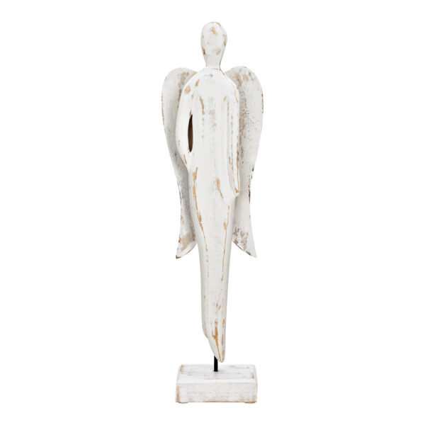 Soporte para ángel de madera de mango blanco (An./Al./Pr.) 16 x 59 x 10 cm