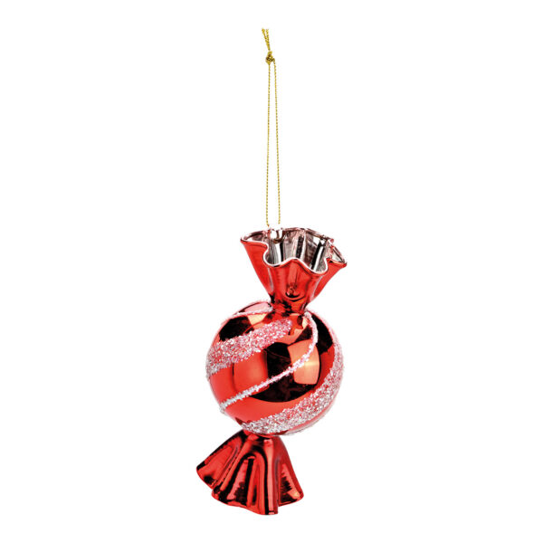 Para colgar navideña para caramelos de cristal de color rojo (An./Al./Pr.) 7x13x7cm