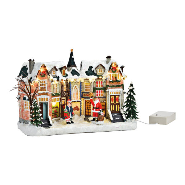 Escena de invierno con Papá Noel y luz LED de policarbonato (ancho x alto x profundidad) 28 x 19 x 13 cm, funcionamiento con pilas 3 x AA no incluidas
