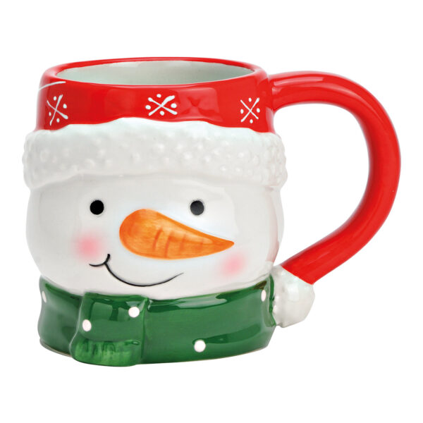 Taza muñeco de nieve de cerámica de colores (An./Al./Pr.) 14x10x8cm 370ml