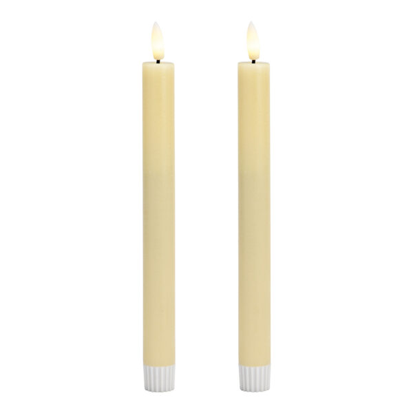 Juego de 2 velas LED, hechas de cera crema (An./Al./Pr.) 2x24x2cm, funcionamiento con pilas 2xAA no incluidas