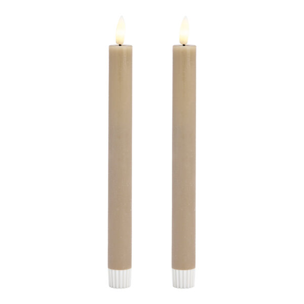 Juego de 2 velas LED de cera beige (An./Al./Pr.) 2x24x2cm Funcionamiento con pilas 2xAA no incluidas