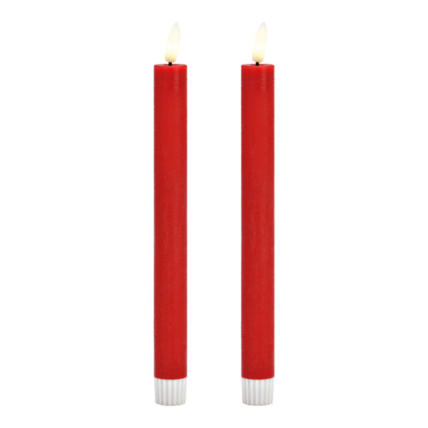Juego de 2 velas LED de cera roja (An./Al./Pr.) 2x24x2cm Funcionamiento con pilas 2xAA no incluidas
