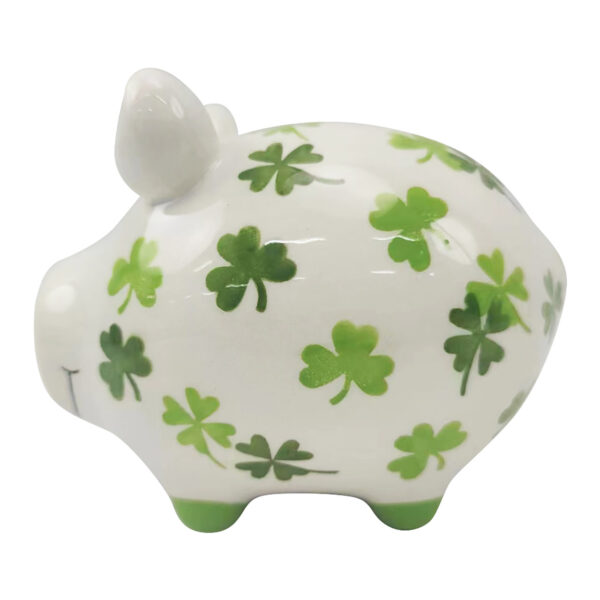 Hucha KCG cerdito pequeño trébol, de cerámica blanca (An./Al./Pr.) 12x9x9cm