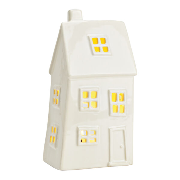 Faro de viento de gres blanco (ancho/alto/profundidad) 12 x 23 x 9 cm