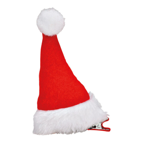 Pinza para el pelo, gorro navideño de tejido rojo (An./Al./Pr.) 5 x 10 x 1 cm