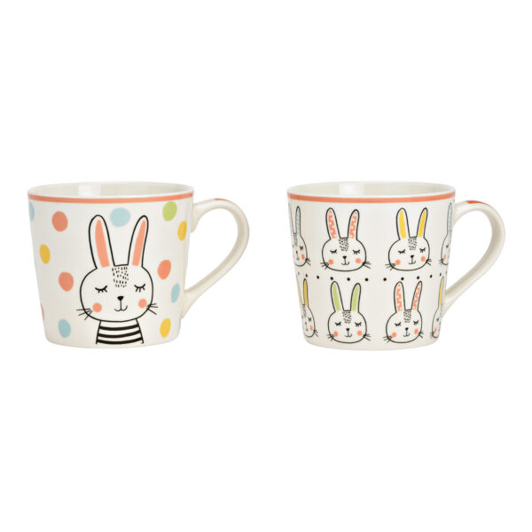 Taza de porcelana de conejo de colores, doble capa, (ancho/alto/profundidad) 13 x 9 x 10 cm, 400 ml