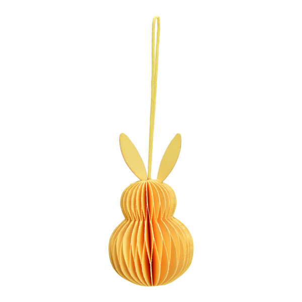 Para colgar Conejito de nido de abeja de papel/cartón amarillo (An./Al./Pr.) 6x10x6cm