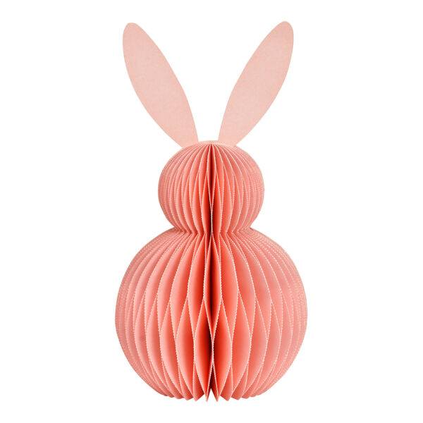 Conejito de panal de abeja de papel/cartón rosa (An./Al./Pr.) 11x20x11cm