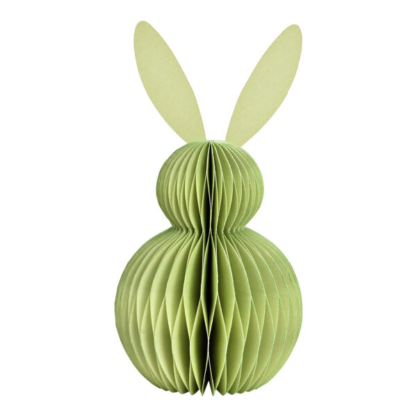 Conejito de panal de abeja de papel/cartón verde (An./Al./Pr.) 11x20x11cm
