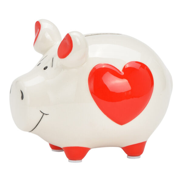 Hucha KCG, decoración de corazón, fabricada en cerámica blanca (An./Al./Pr.) 17 x 15 x 15 cm