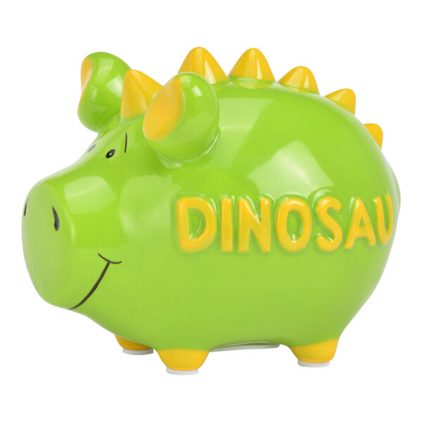 Hucha KCG cerdito pequeño, Dino pig, de cerámica verde (An./Al./Pr.) 12x9x9cm