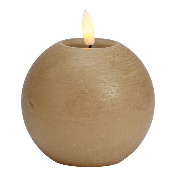 Vela bola LED beige, luz parpadeante, exclusiva 2xAA de cera (An./Al./Pr.) 10x9x10cm
