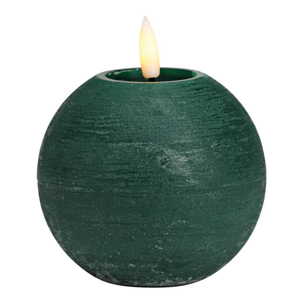 Vela bola LED verde, luz parpadeante, exclusiva 2xAA de cera (An./Al./Pr.) 10x9x10cm