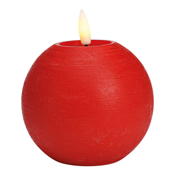 Vela bola LED roja, luz parpadeante, exclusiva 1xCR2032 de cera (An./Al./Pr.) 10x9x10cm