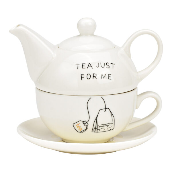 Juego de tetera, Tea just for me, juego de 3, de porcelana blanca (An./Al./Pr.) 15x16x15cm 400ml/250ml