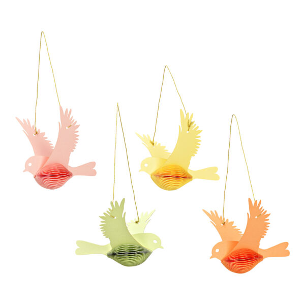 Para colgar nido de abeja pájaro pastel de papel/cartón, cuádruple, amarillo/verde/naranja/rosa (an./al./pr.) 15x15x5cm