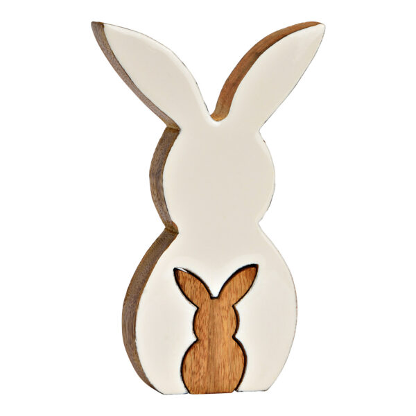 Soporte para conejos de madera de mango, juego de 2, natural/blanco (an./al./pr.) 12 x 20 x 2 cm