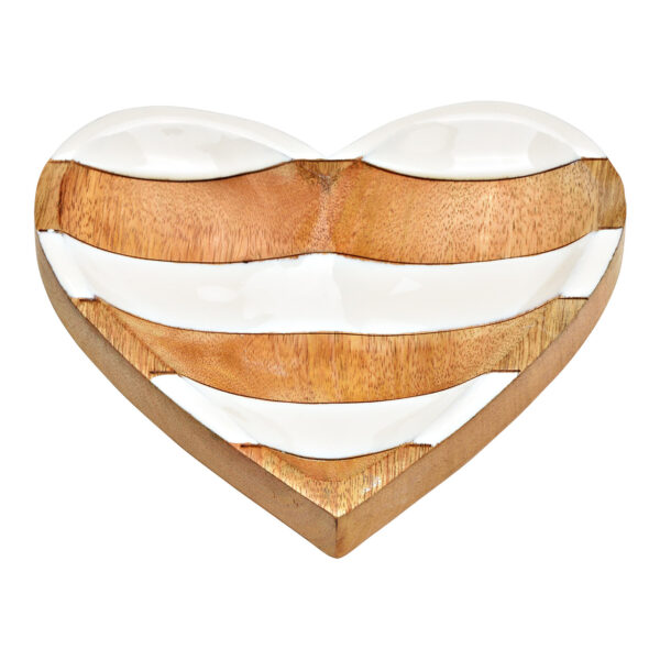 Plato decorativo en forma de corazón de madera de mango, natural (An./Al./Pr.) 16x2x15cm