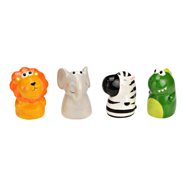 Mini hucha de cerámica con forma de animales de colores, 4 compartimentos, (ancho/alto/profundidad) 7 x 10 x 6 cm