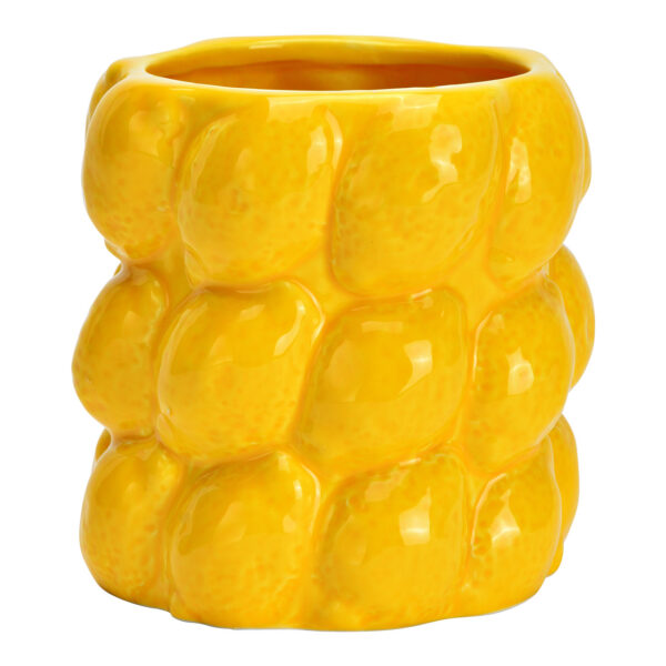 Jarrón de cerámica con forma de limón, color amarillo Ø13cm