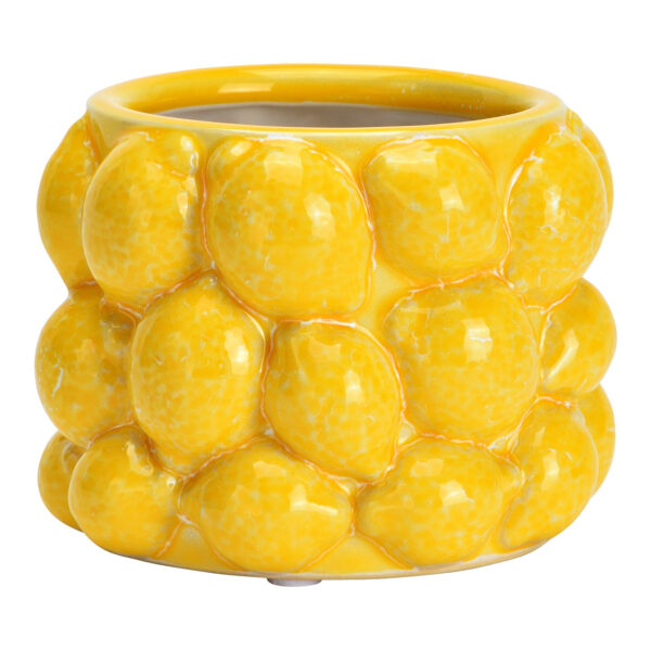 Maceta de cerámica para limones, color amarillo (ancho x alto x profundidad) 10 x 8 x 10 cm