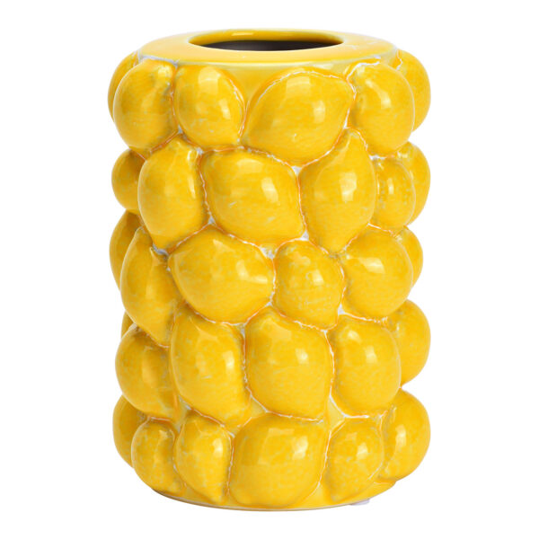 Jarrón de cerámica con forma de limón, amarillo (ancho x alto x profundidad) 12 x 16 x 12 cm