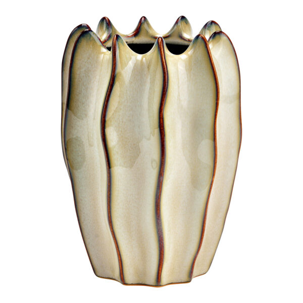 Jarrón de cerámica beige (An./Al./Pr.) 12x17x12cm