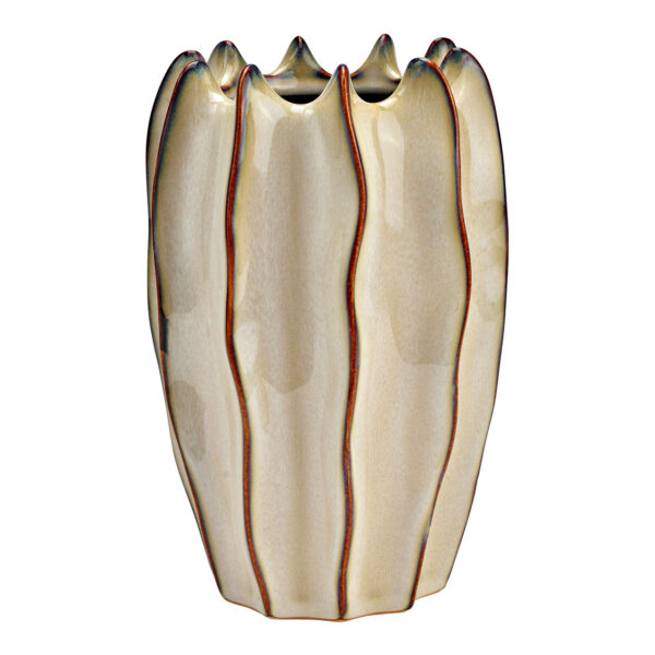 Jarrón de cerámica beige (An./Al./Pr.) 15x21x15cm