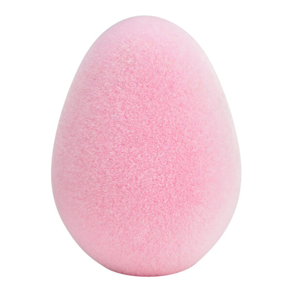 Huevo de Pascua de plástico flocado, rosa (ancho/alto/profundidad) 7 x 10 x 7 cm