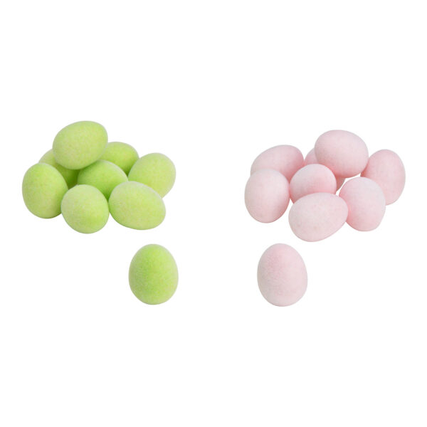 Huevo de Pascua de plástico flocado, doble, juego de 9, rosa/verde (ancho/alto/profundidad) 3 x 4 x 3 cm