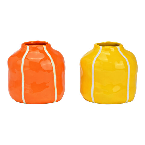 Jarrón de cerámica para flores secas, doble, amarillo/naranja, doble Ø12cm