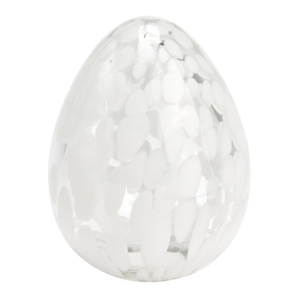 Decoración de puntos de huevo de Pascua hecha de vidrio blanco (An./Al./Pr.) 6x9x6cm