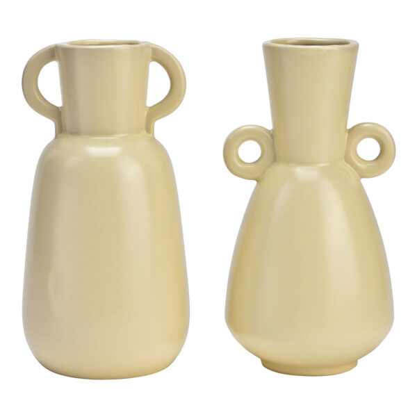 Jarrón de cerámica blanco de 2 piezas, (An./Al./Pr.) 9x17x9cm