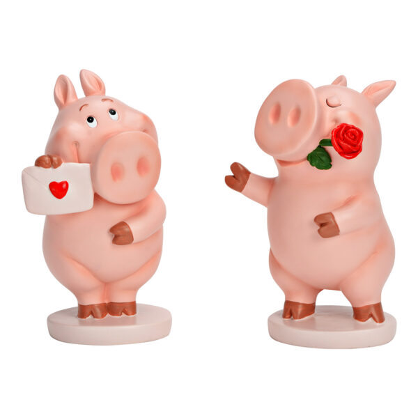 Cerdito enamorado de poli, doble cara, color rosa (ancho x alto x profundidad) 10 x 16 x 9 cm