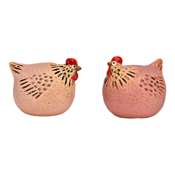 Pollo de gres rosa, 2 piezas, (An./Al./Pr.) 8x7x7cm