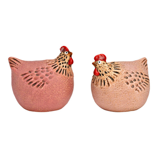 Pollo de gres de 2 piezas, (An./Al./Pr.) 11x11x10cm