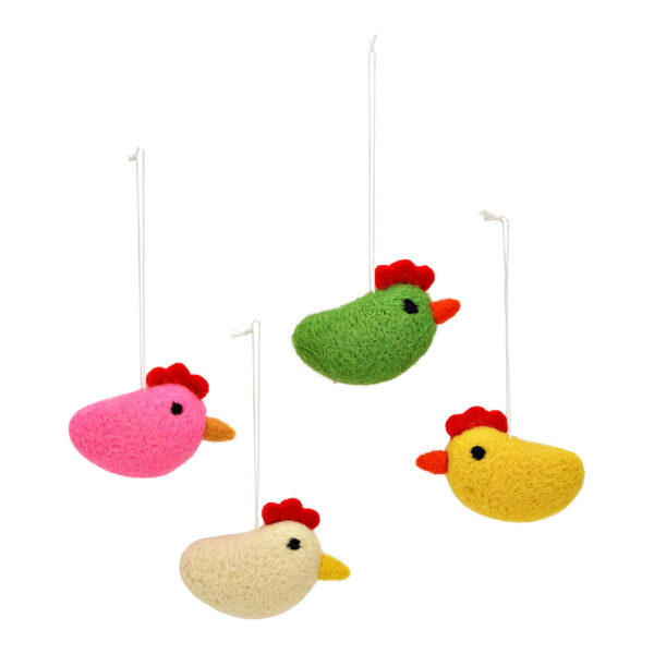 Para colgar de tela con forma de pollo de colores, cuádruple, (An./Al./Pr.) 6x4x2cm